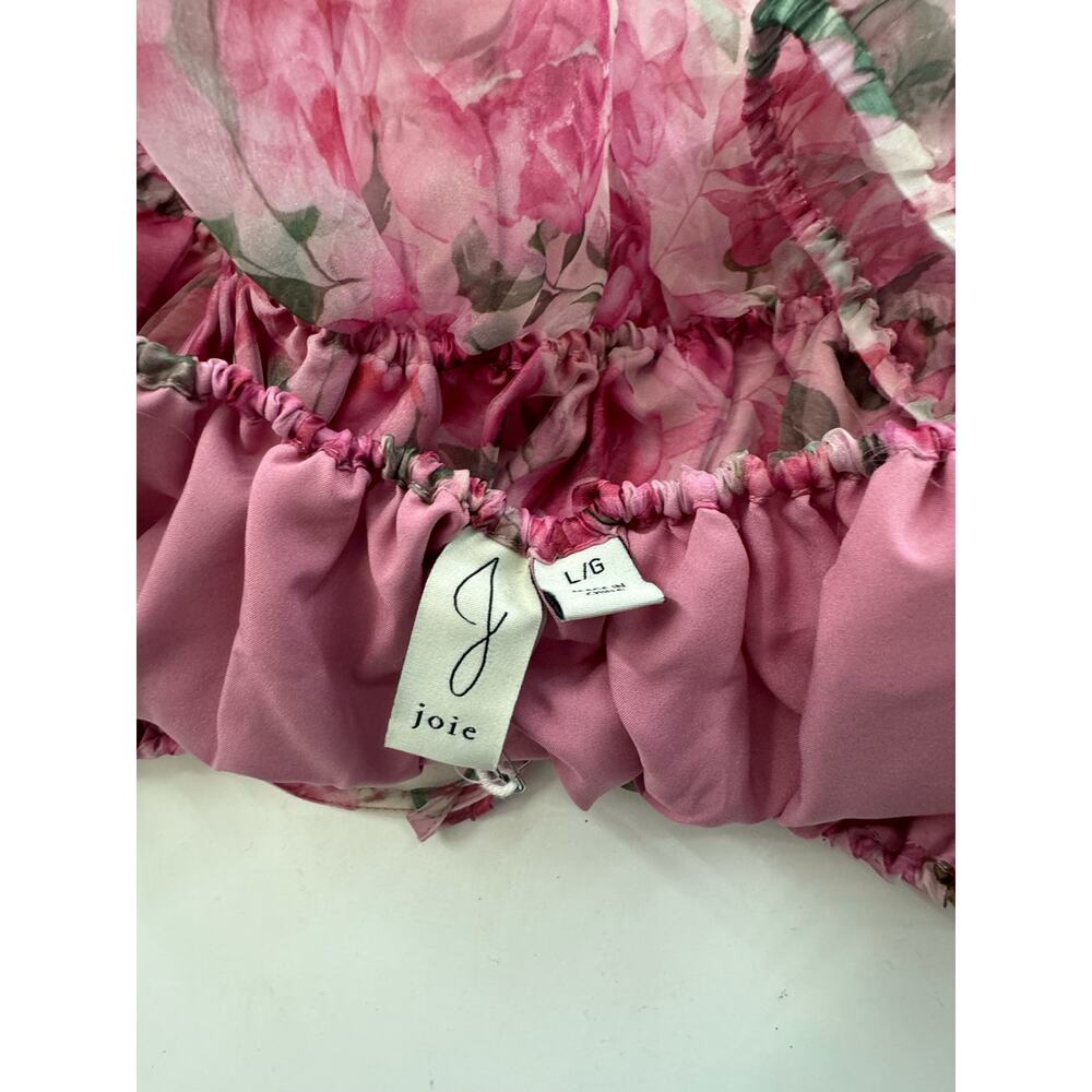 JOIE Polyester Floral Cropped Lightweight Ruched Spring Top Size Large - Picture 12 of 13